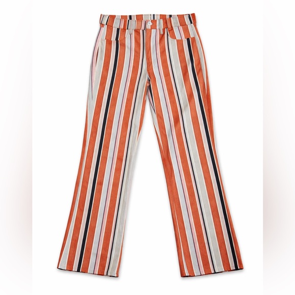 American Eagle Outfitters Pants - American Eagle High Rise Striped Pants Orange White Black Size 2